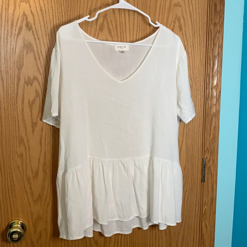 White flowy peplum top